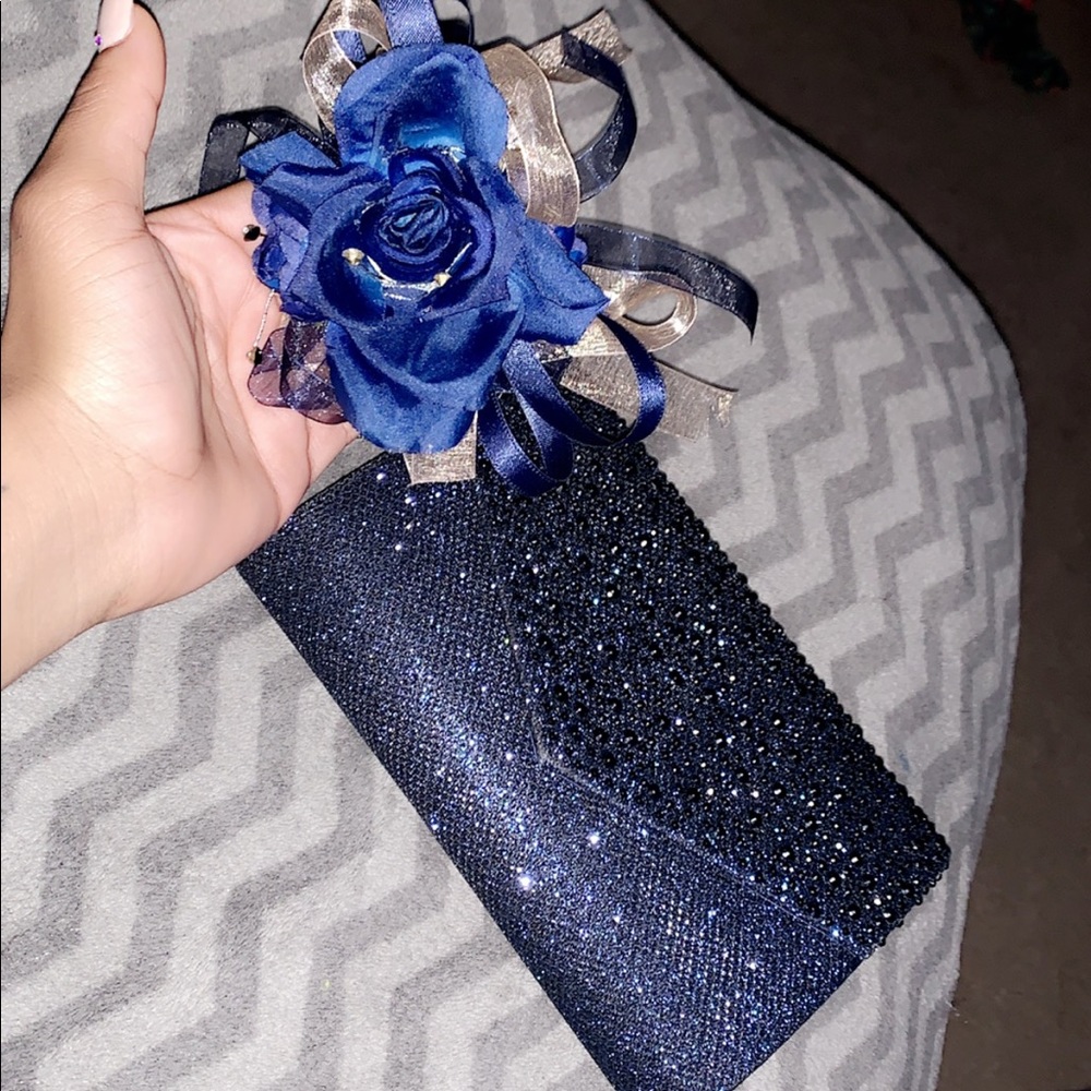 Blue Corsage and blue purse ( BOTH )